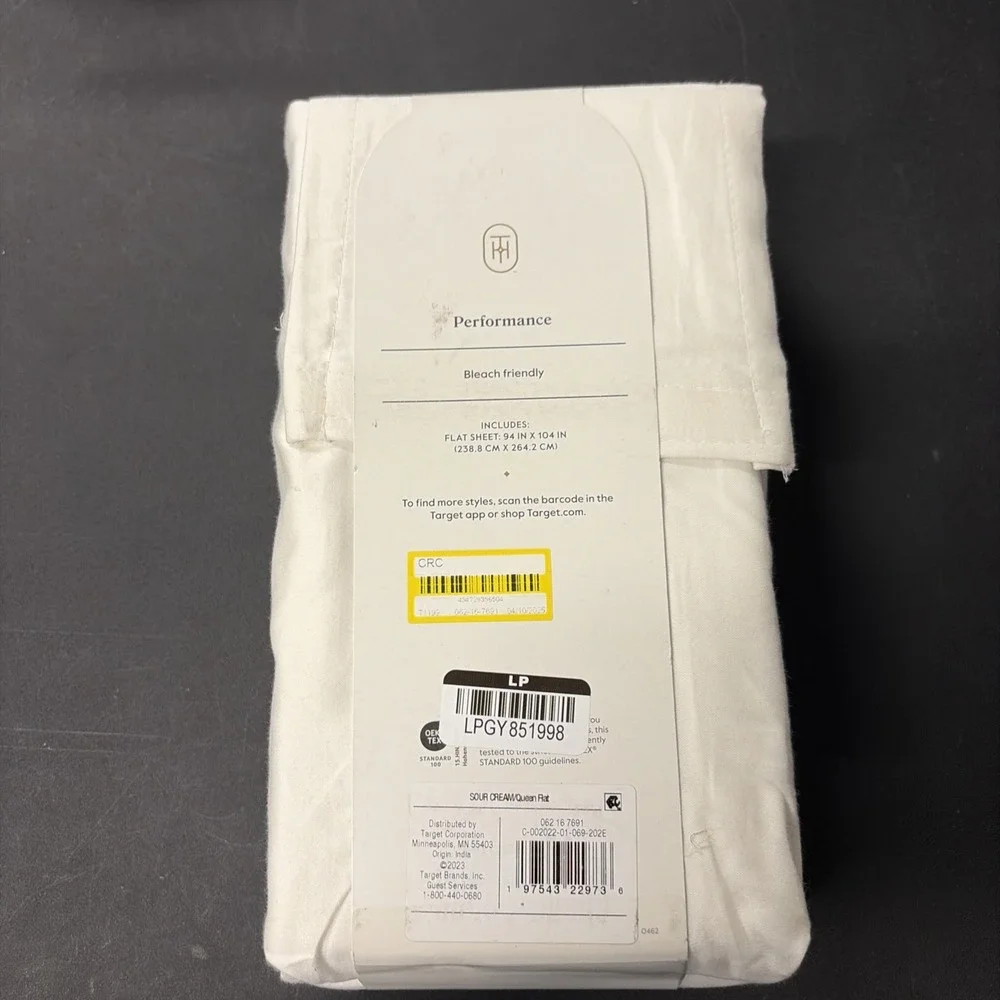Threshold Queen 400 Thread Count Performance Flat Sheet In Sour Cream NWT 20549